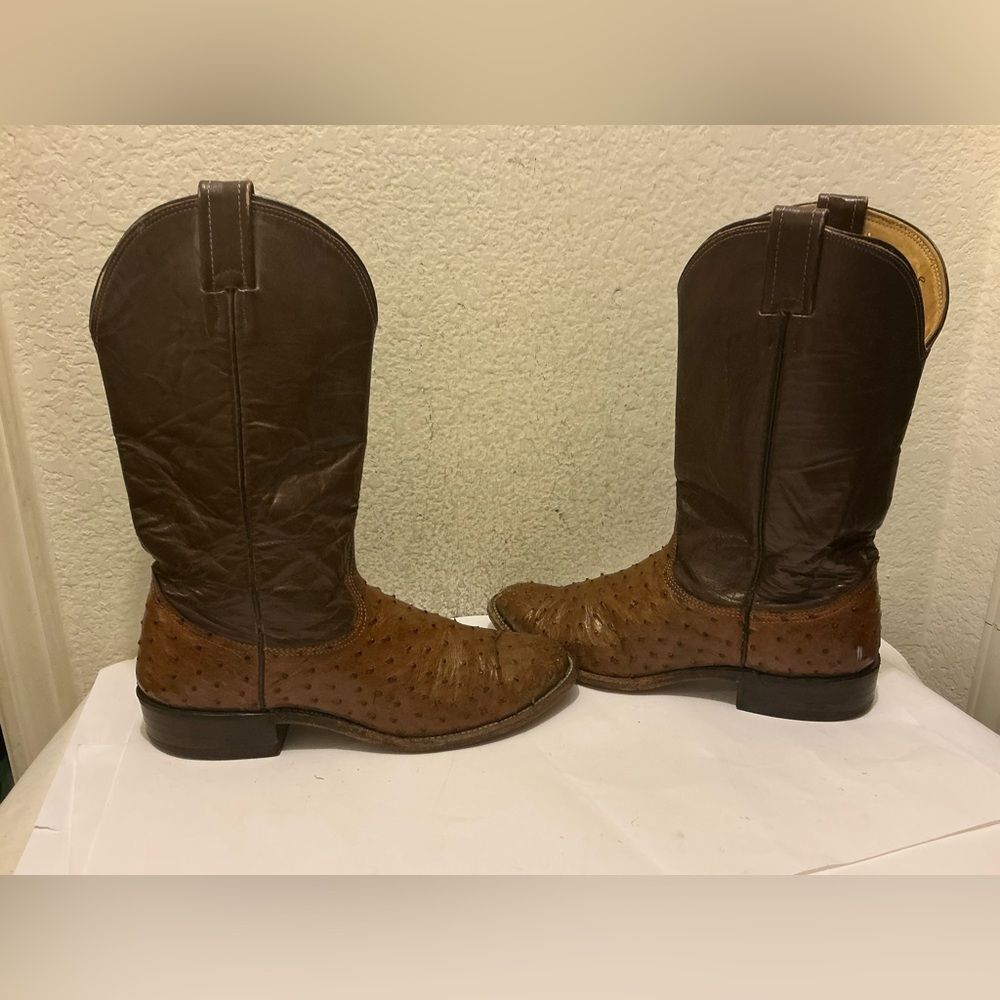 Vintage Nocona Full Quill Ostrich Mens 8 D Cowboy Boot made in USA